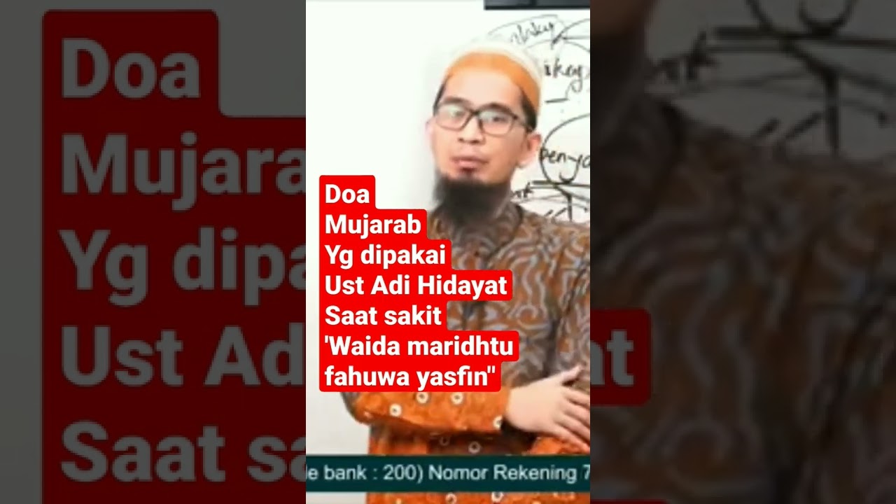 Waidza maridhtu fahuwa yasfiin, doa yang biasa diucapkan Ust Adi Hidayat saat sakit (@ngajisebentar)