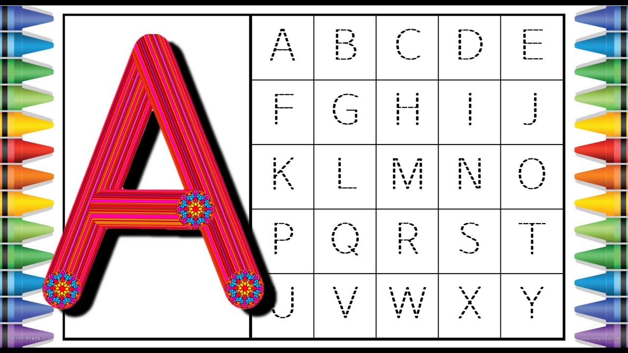 [알파벳 놀이] 유아 어린이 위한 Alphabet 대문자 A부터 Z까지 따라쓰기 | Alphabet A to Z, abcd, a for apple, ए बी सी डी, abc