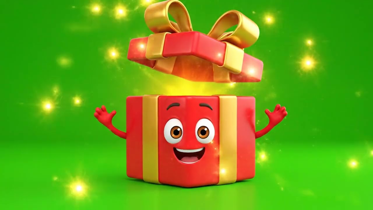 Gift Box Green Screen | Cartoon Animation Gift Box Green Screen