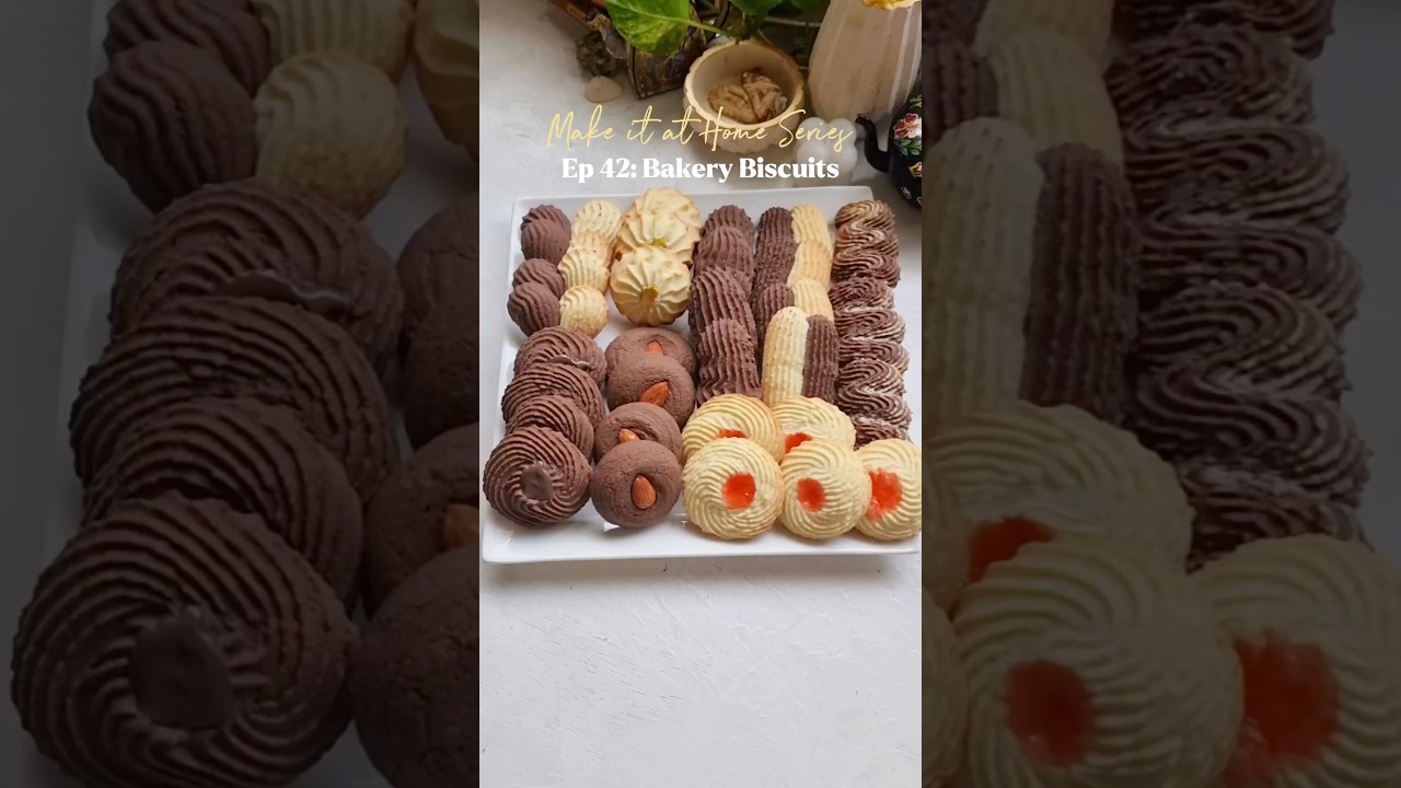 Bakery Style Biscuits Recipe - Homemade Bakery Biscuits - chocolate vanilla cookies #biscuit #cookie