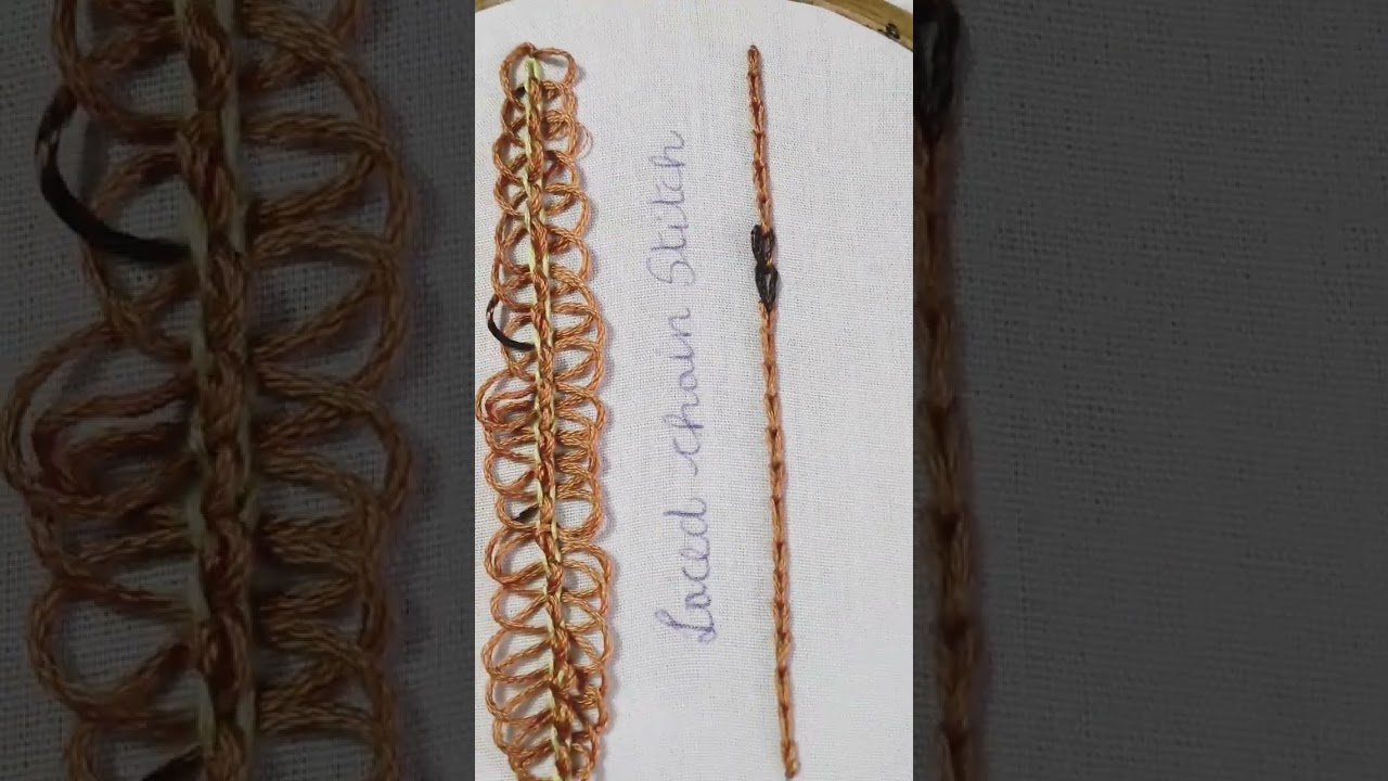 Laced Chain stitch, chain stitch family, Hand Made, Hand embroidery stitches tutorial 🪡⭐✨#aesthetic 