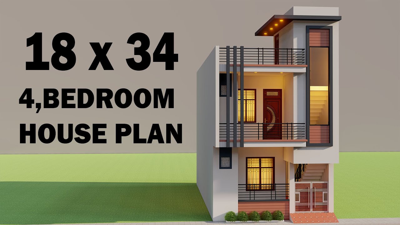 18X34 में दो भाइयों के लिए दो मंजिल का शानदार मकान ,3D 4 Bedroom Duplex House Design