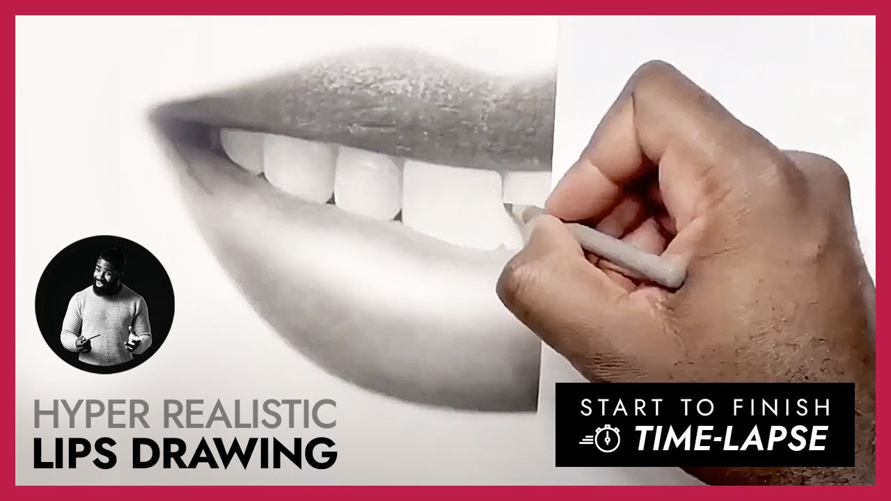 Hyper Realistic Lips Drawing - Full Start to Finish Time-lapse