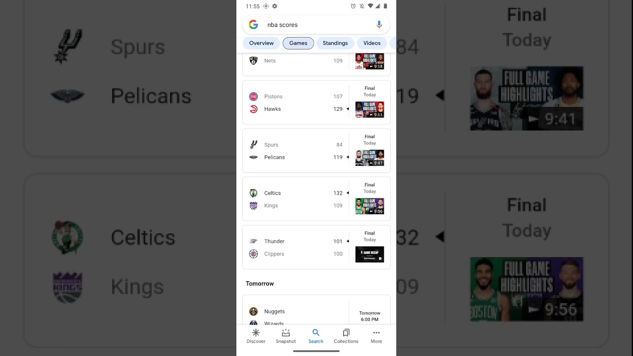 NBA scores
