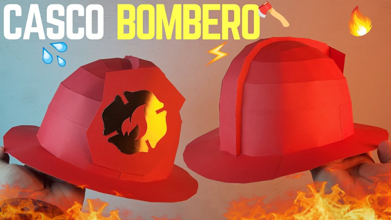 Cómo hacer un Casco de Bombero con Cartulina para niños y para adulto | Momuscraft