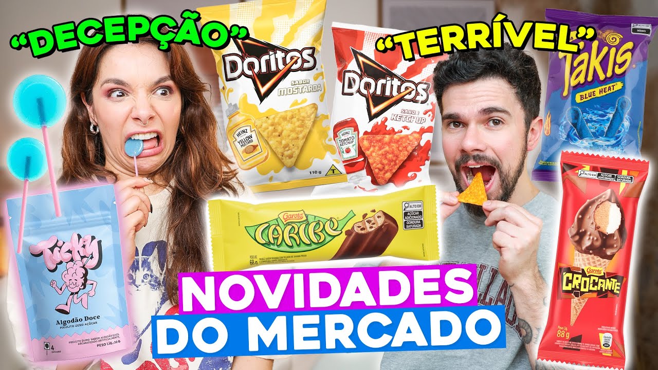 PROVAMOS NOVIDADES do MERCADO | Salgadinho Azul, Sorvete de Caribe, Doritos de mostarda