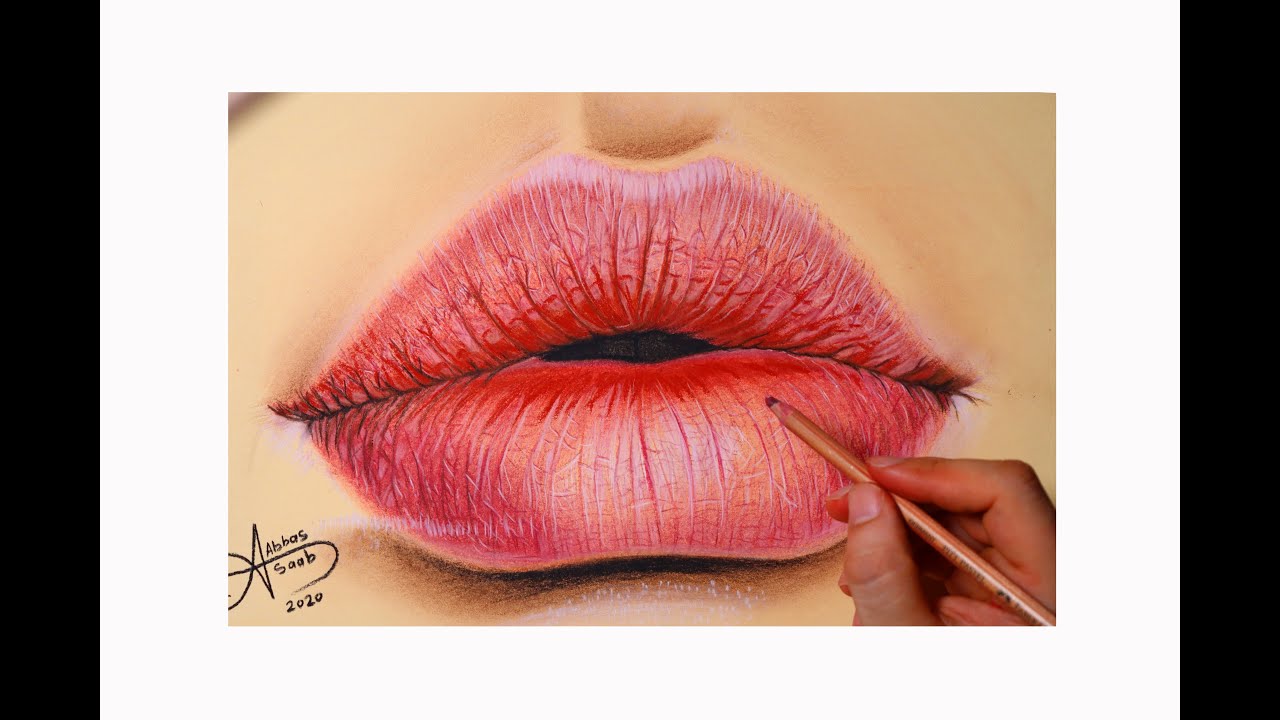 طريقة رسم شفاه /ألوان الباستل الناعم/ Lips Drawing