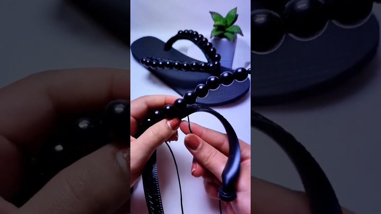 chinelo personalizado com p&eacute;rolas #artesanato