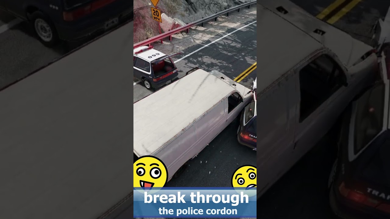 Break through the police cordon. BeamNG.drive.#shorts