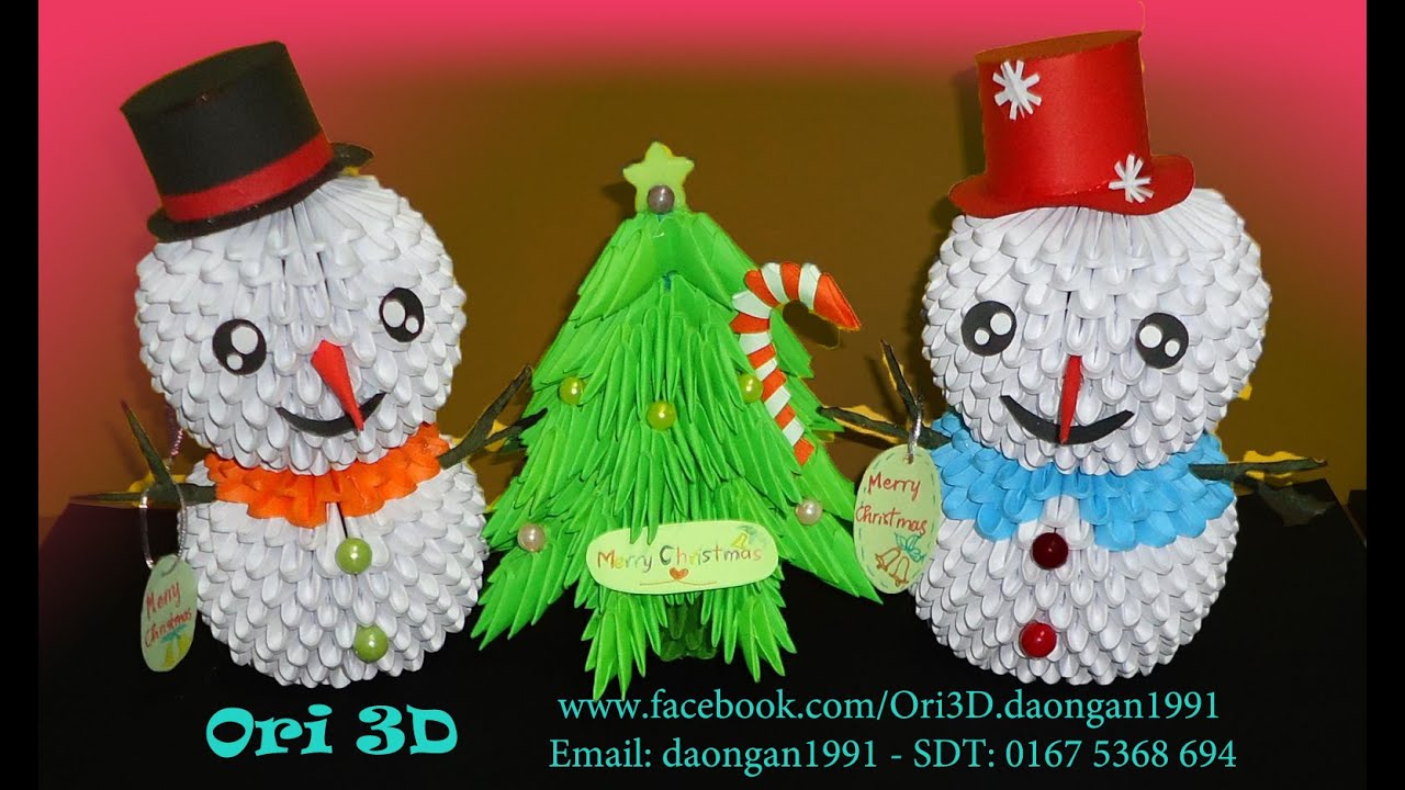 Tutorial Snowman 3D Origami - Hướng dẫn xếp người tuyết Origami 3D