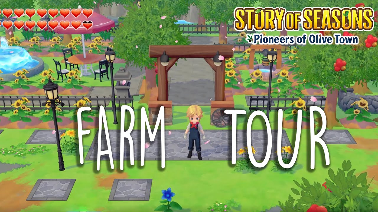 Tour pela minha fazenda 100% decorada! 🍁 | Story of Seasons Pioneers of Olive Town Farm Tour