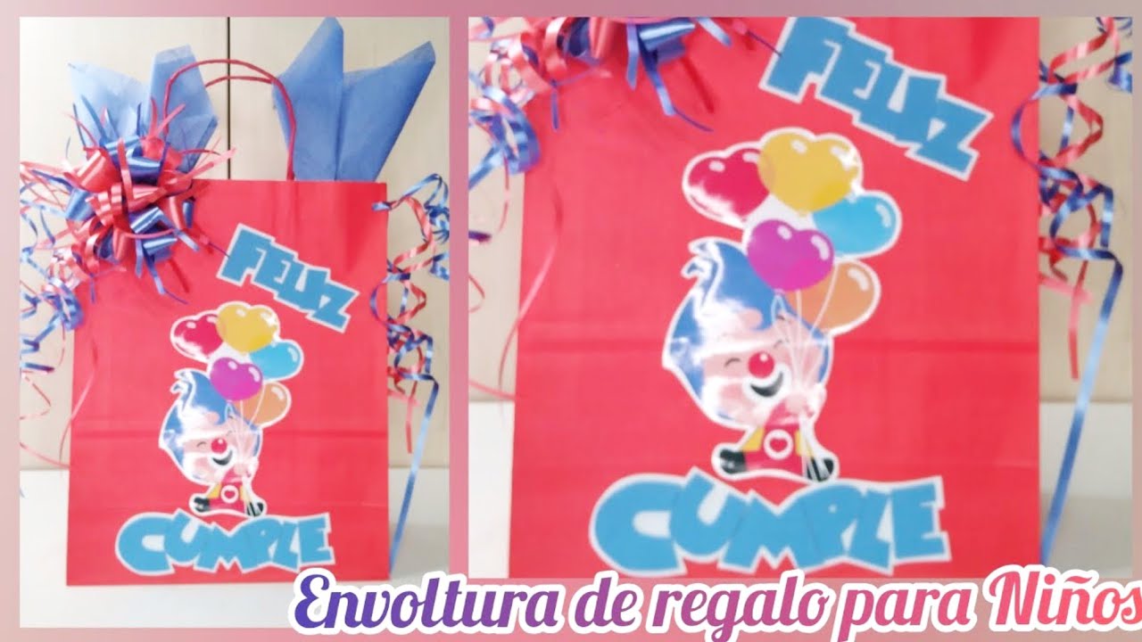 Envoltura de regalo para niños * Como decorar una bolsa de regalo* Envoltura de regalo de plim  plim