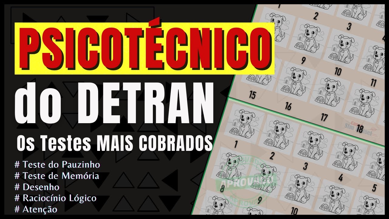 PSICOTÉCNICO DETRAN 2025. Exame psicológico DETRAN 2025, PSICOTESTE. TESTE DOS PAUZINHOS DETRAN 2025