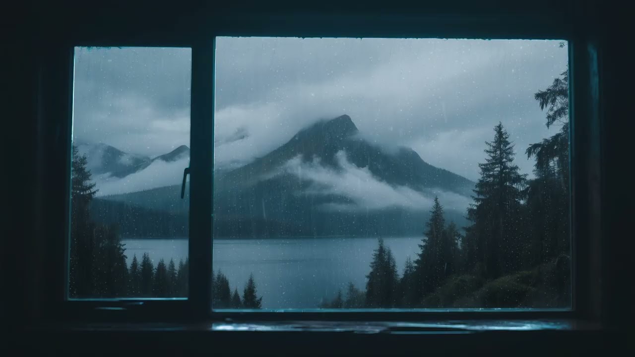 Rain Sounds Relaxing Mountain Mist Lake Ambience Forest Window View Sleep Meditation Focus