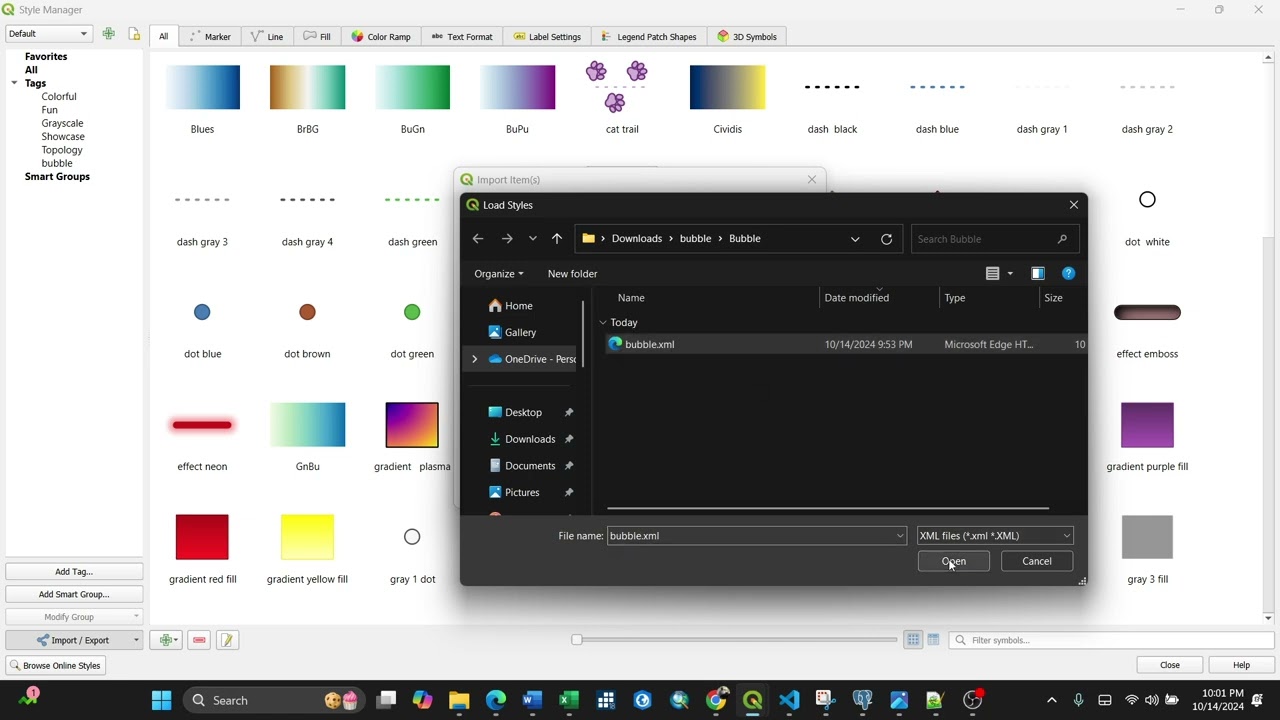Importar, exportar y descargar diferentes estilos con el Administrador de estilos en QGIS