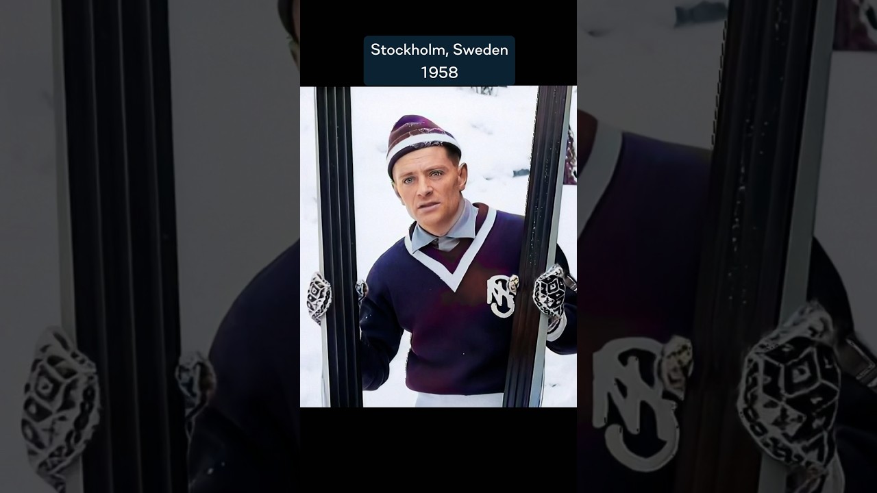 Winter sports in Sweden 65 years ago!🇸🇪 The footage is upscaled and colorized #shorts