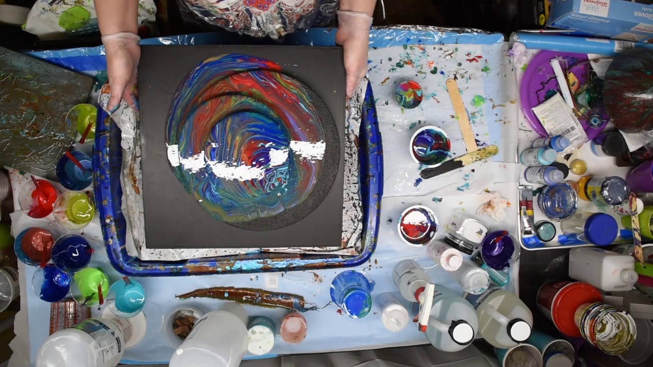 Tree Ring Acrylic Fluid Pour. Dimensional.