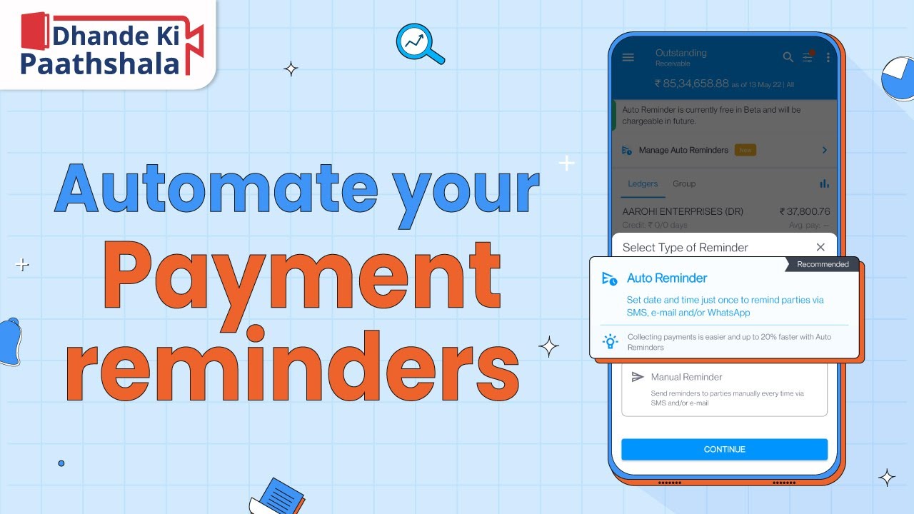 Learn to set automatic payment reminders for your customers | BizAnalyst | |Tally on Mobile