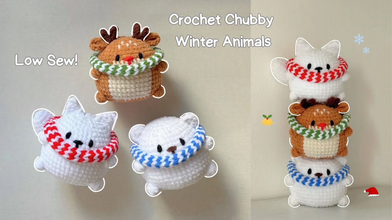 Crochet Chubby Winter Animals | LOW SEW | Quick and Easy 3 in 1 Tutorial ❄️