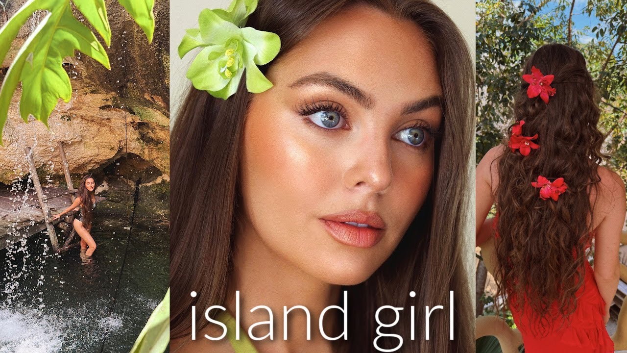 ISLAND GIRL makeup tutorial🌺🥥🌴 glowy vacation makeup!