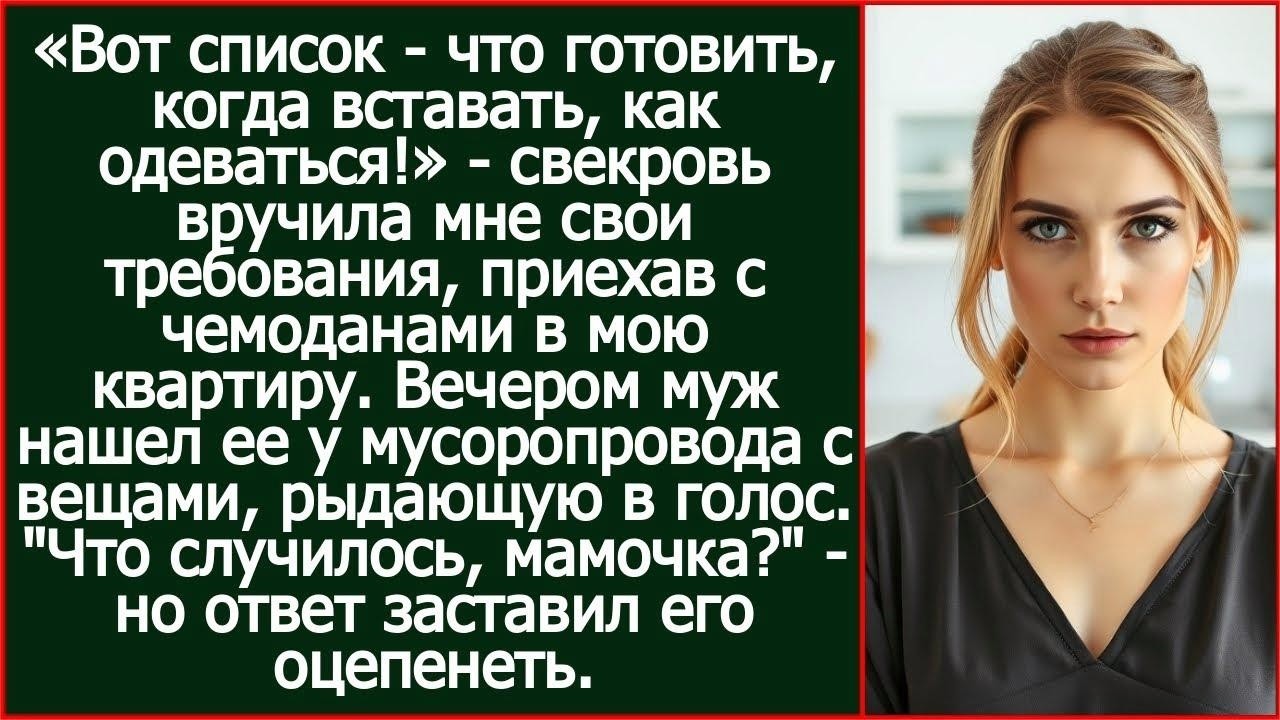 Свекровь вселилась в мою квартиру и вручила список требований как мне теперь жить.