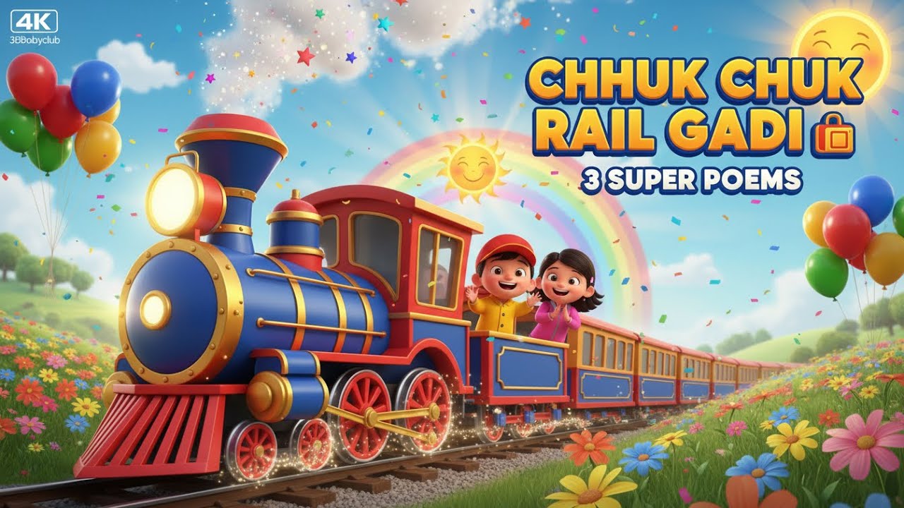  Chhuk Chhuk Rail Gadi 🚂 | 3 Super Fun Hindi Poems for Kids | 3D Cartoon Rhymes Collection#kidsvideo