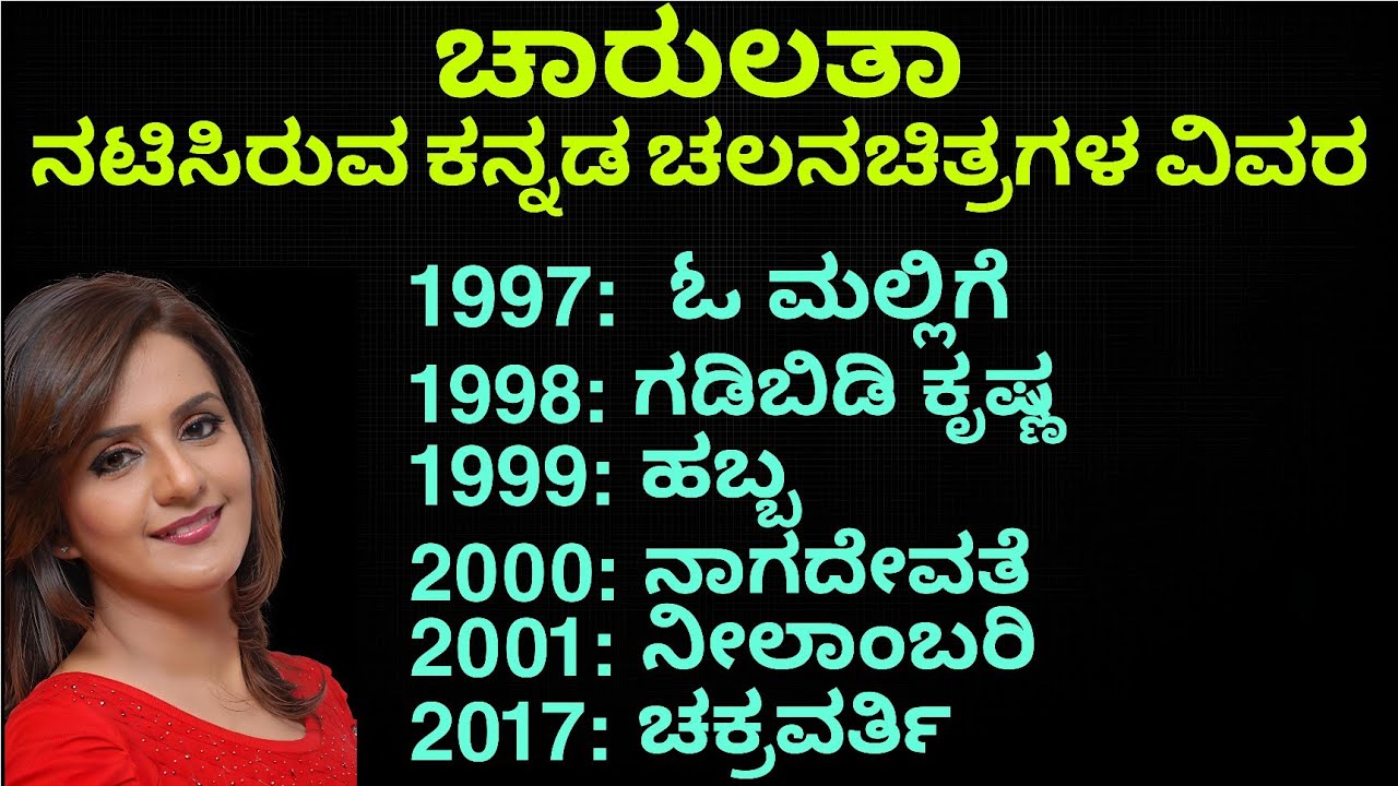 ಚಾರುಲತಾ ನಟಿಸಿರುವ ಕನ್ನಡ ಚಲನಚಿತ್ರಗಳ ವಿವರ