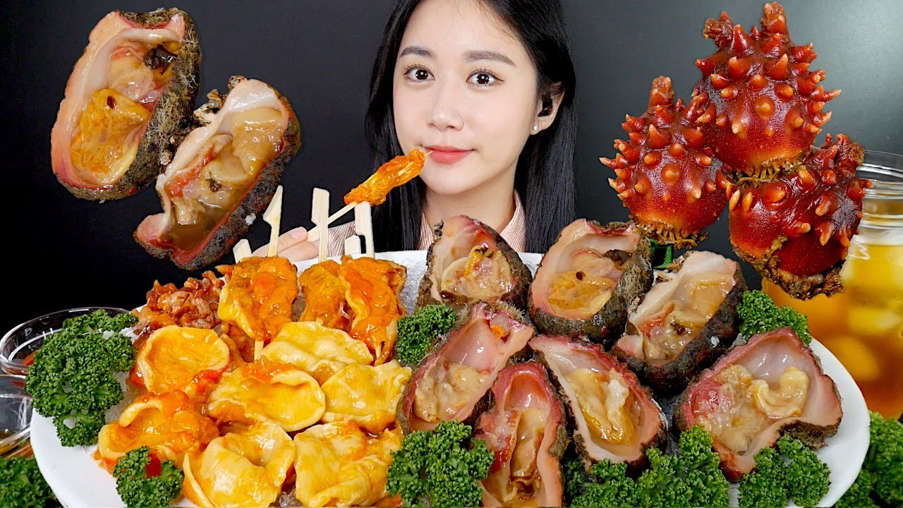 МУКБАНГ Морской Ананас🧡 Сырые Морепродукты | Real Sound MUKBANG | АСМР | EATING SOUND