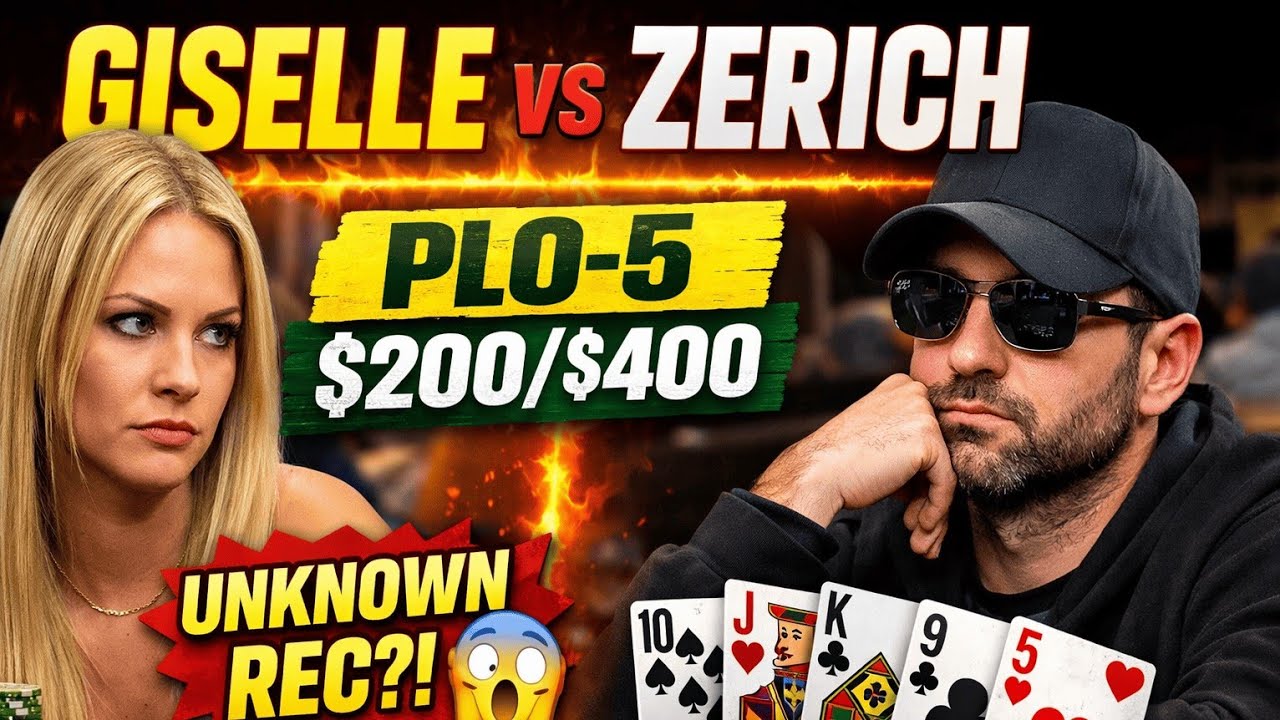$200/$400 5-карточный PLO - Zerich против Giselle54 (Я ошиблась с положением камеры!)