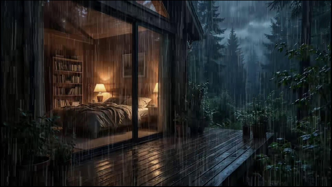 Quiet Rainy Forest Cabin 🌲 | Slow rain ambience with natural rain sounds for night relaxation