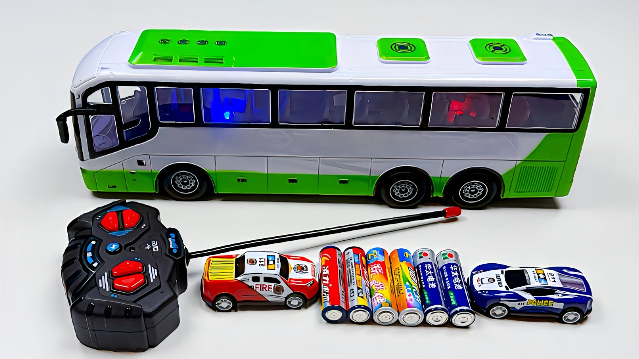 Unboxing RC City Bus, RC New Energy Car, EV Yellow Duck Fire Engine & EV Gear Excavator Toy