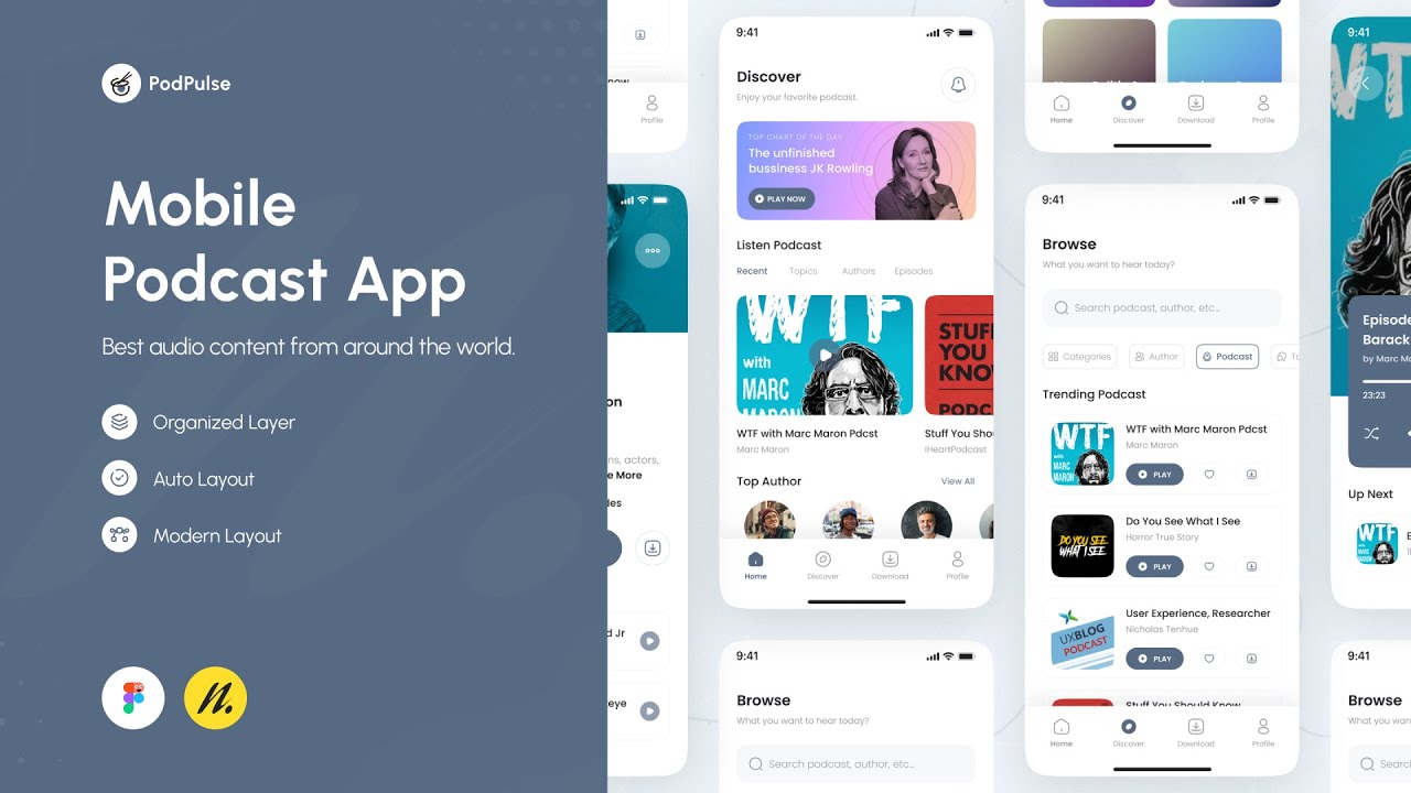 UI Design Podcast App Design in Figma - UI Speed Design | Week - 16