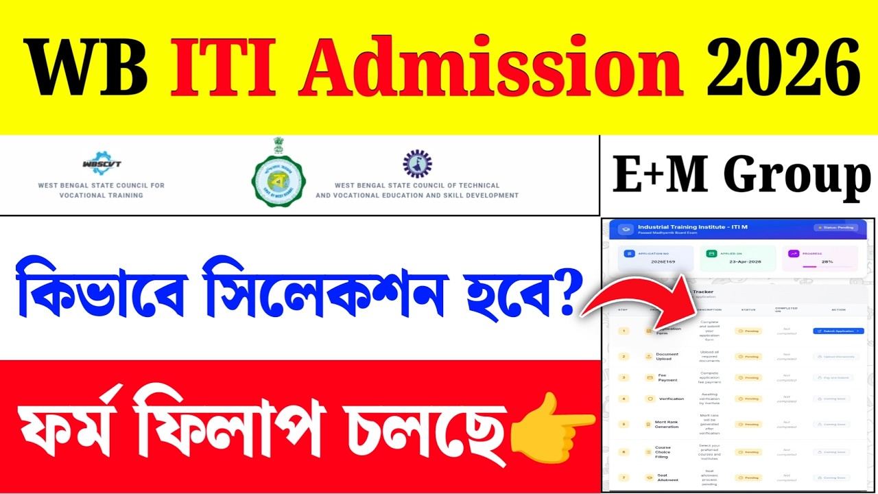 WB ITI Online Form Fill Up 2026 Selection Process| ITI Admission 2026