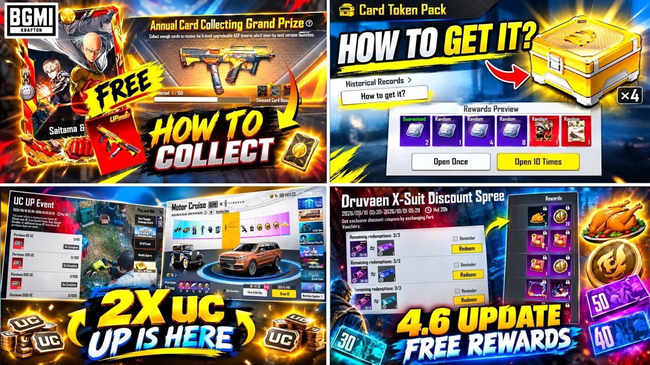 FINALLY 😱 4.6 UPDATE IS HERE | BGMI 2X UC UP TRICK | HOW TO GET| JS9 SKIN HOW TO GET CARD TOKEN PACK