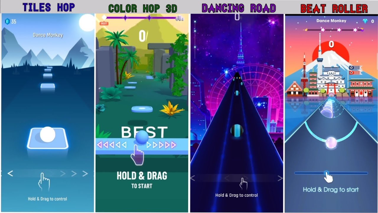 Dance Monkey - Tiles Hop Vs Color Hop 3D Vs Dancing Road Vs Beat Roller