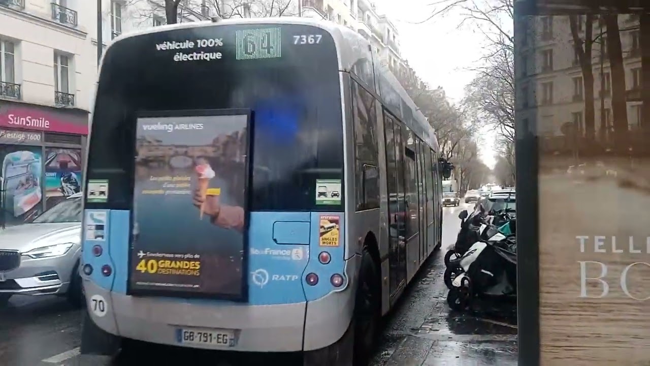 Bus 64 RATP - D&eacute;part d'un Aptis N&deg;7367 &agrave; Patay - Tolbiac en direction de Porte des Lilas
