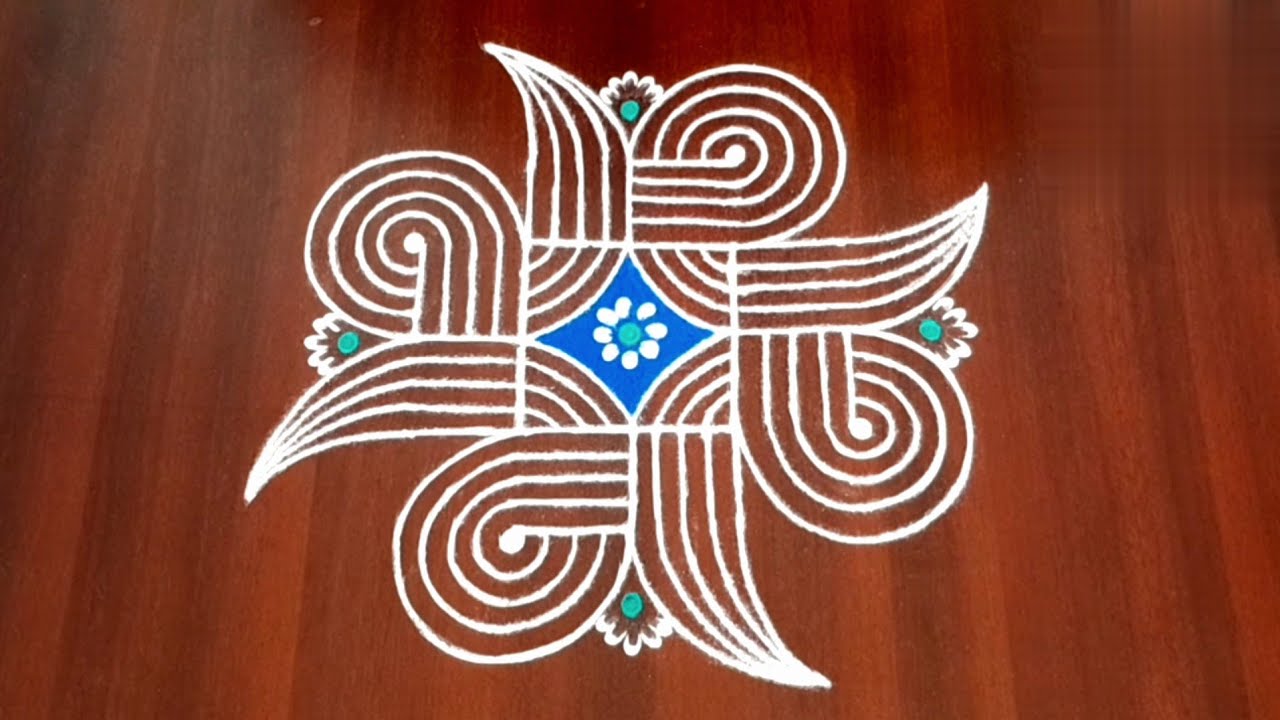 5 dots simple & easy thai matham padi kolam # easy rangoli # friday rangoli # easy muggulu