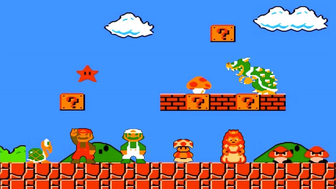 Super Mario Bros: Playable Mario, Luigi, Toad and Peach Like SMB2