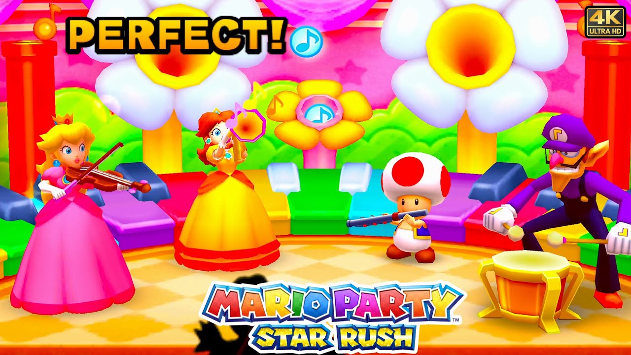 Mario Party Star Rush - Rhythm Recital - Instrumental teams Peach Daisy Toad Waluigi