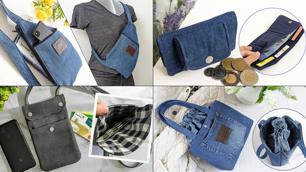 4 Old Jeans Ideas | DIY Denim Bags and Wallet | Compilation | Bag Tutorial | Upcycle Craft