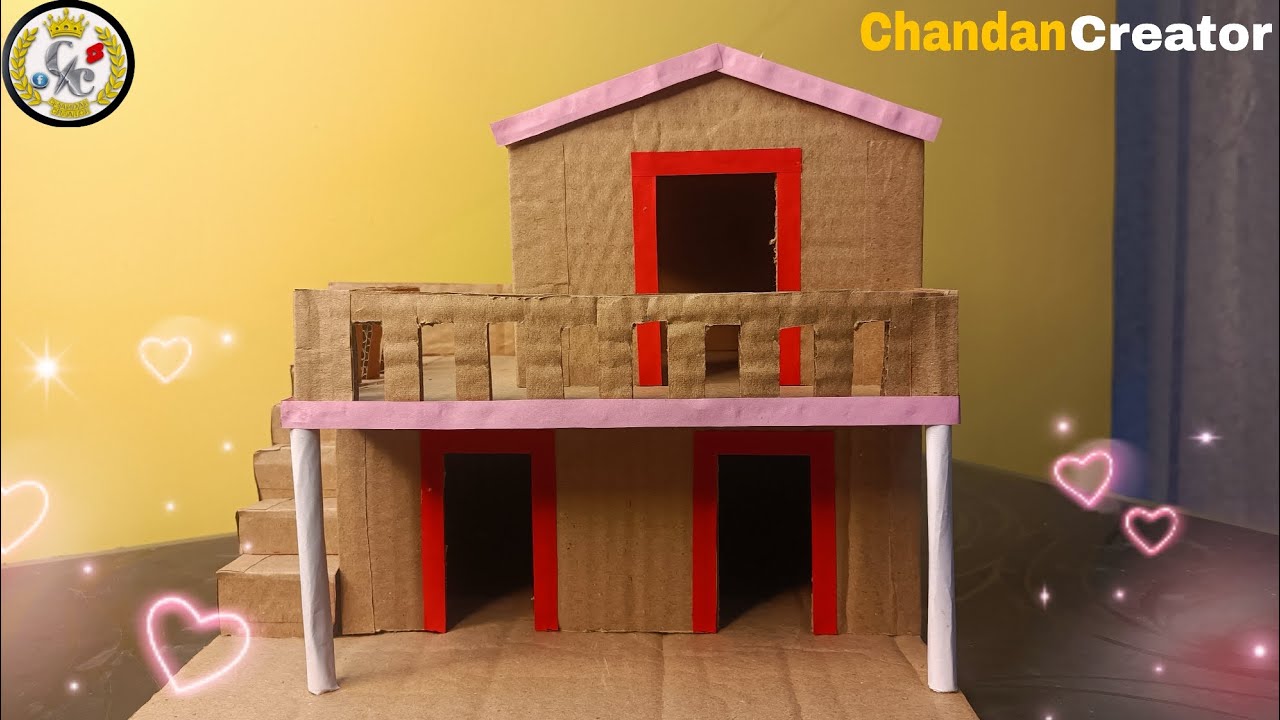 Making a House With Cardboard For School project |How To Make Cardboard Modal House | Cartoon Video 