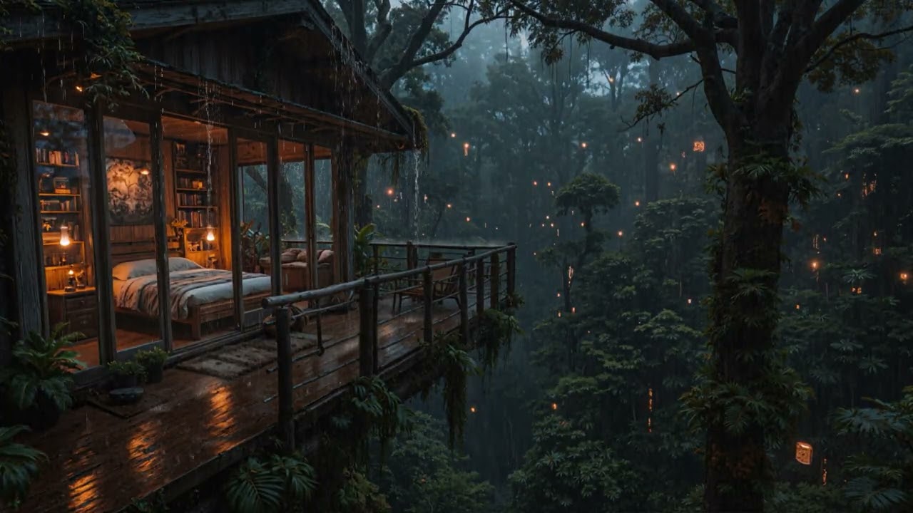 Gentle Night Rain Drifting Over a Quiet Woodland Cabin 🌧️ | Deep Sleep Ambience