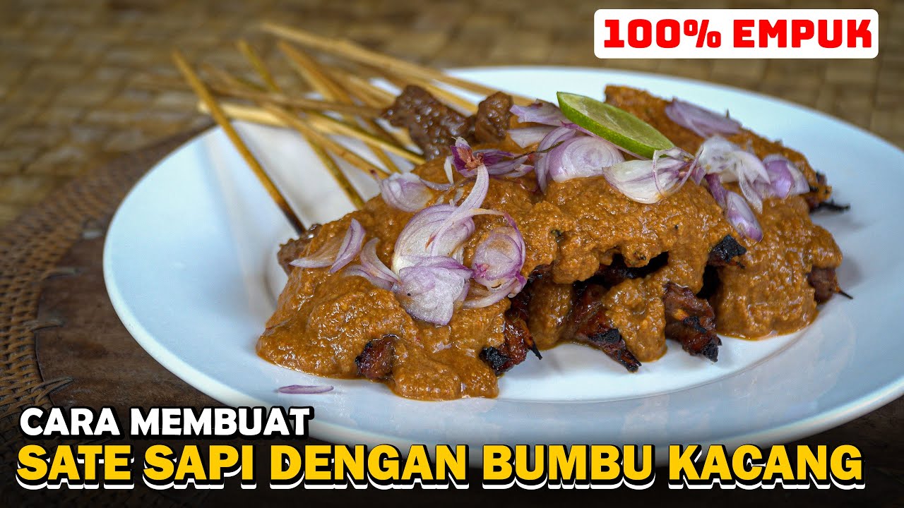 SATE SAPI EMPUK DENGAN BUMBU KACANG YANG GURIH DAN NIKMAT 😍