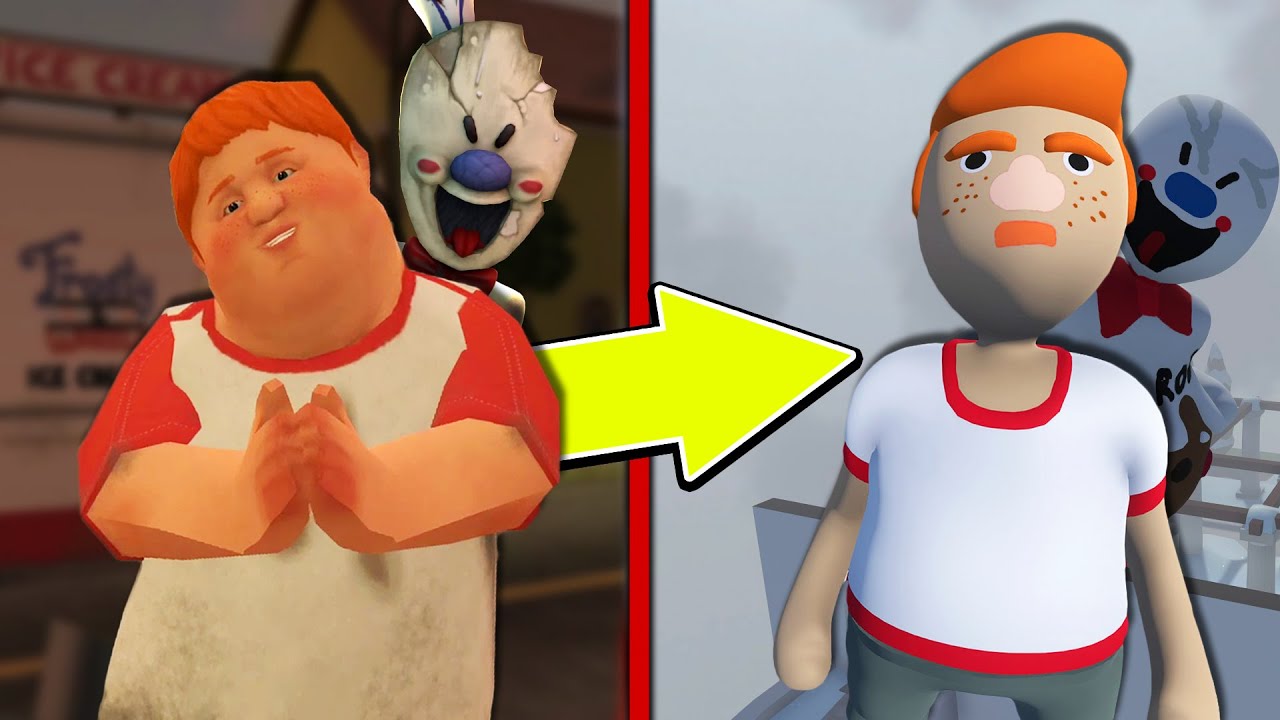 Я поместил Чарли из ICE SCREAM в мир Fall Flat... (и он заперт в гигантской кухне...)