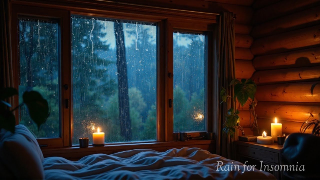 Rainy Night ASMR with Soft Music — Cozy Sleep VibesMidnight Rain & Calm Music Stress Relief Ambience