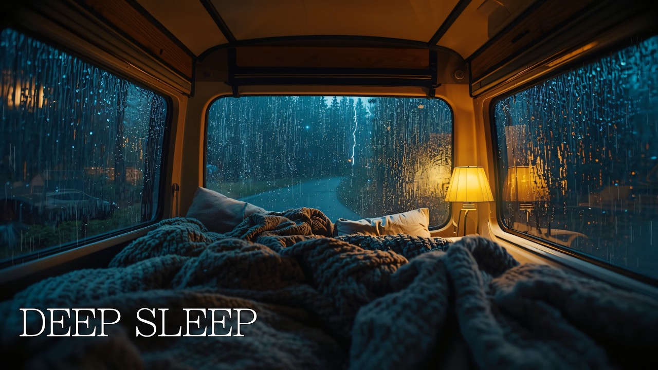 Rainy Night in a Van 🌧️ Cozy Interior Ambience for Deep Sleep & Relaxation