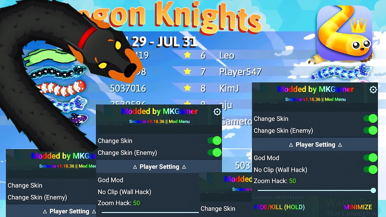 snake io new upgrade version 1.18.37 mod menu