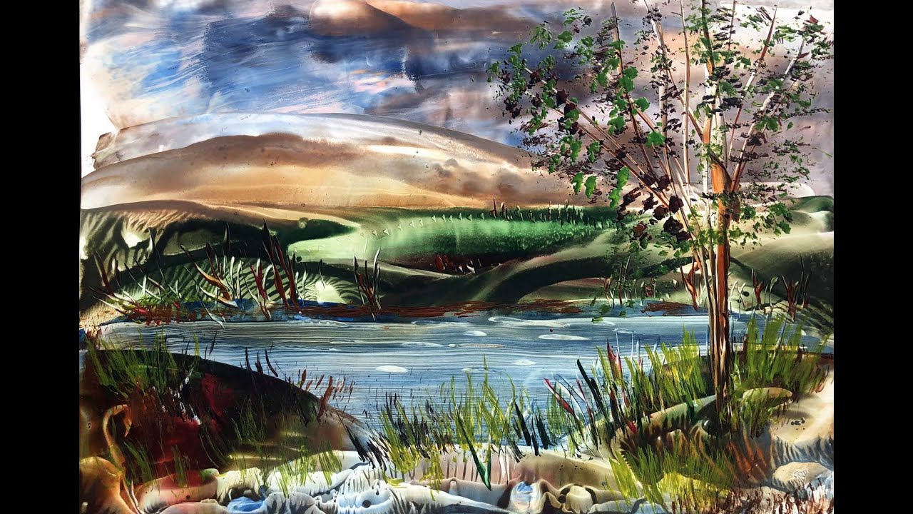 Enkaustika/Encaustic/Malování horkým voskem/Krajina