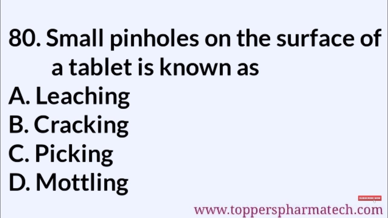 Pharmaceutics MCQ - 4 || #PharmacistExam QuestionsPaper | DCO Exam | GPAT Exam | NIPER Exam