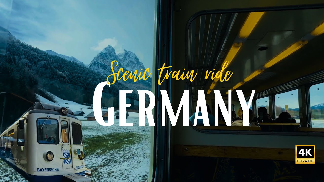 4K Scenic Train Journey from Garmisch-Partenkirchen to Eibsee Lake  | Winter 2024